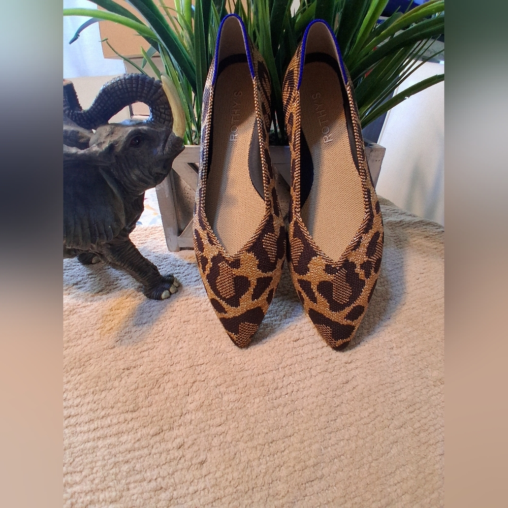 Rothy's Leopard Print Pointed-Toe Flats - Brown & Tan